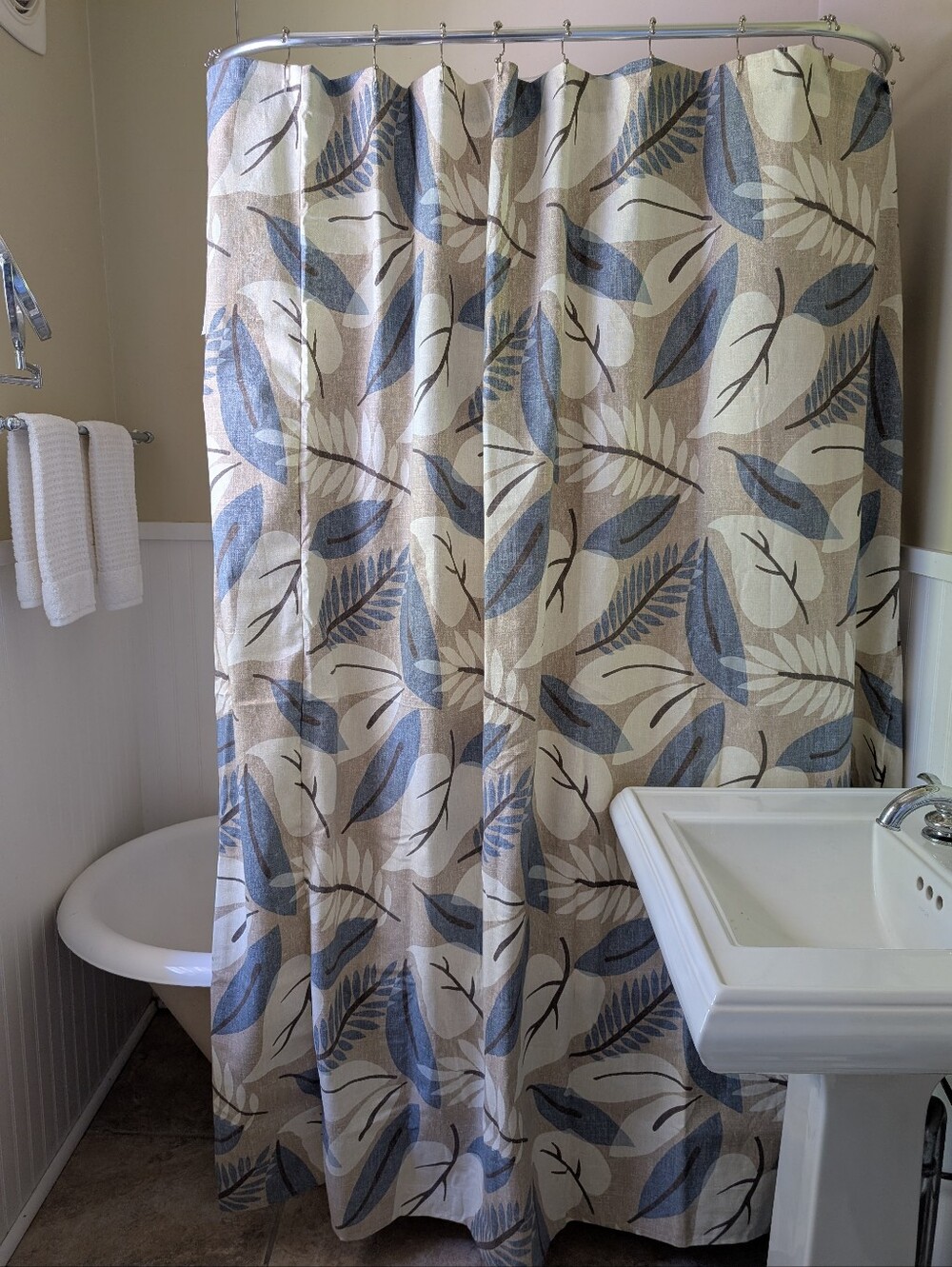 Blue Beige And Cream Designer Shower Curtain